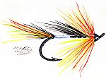 Cascade Salmon Fly Watercolor by Ed Kirkland